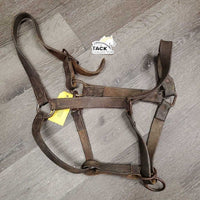*NOT FOR USE - Decorative Only Leather Halter *fair, v.stiff, dry, cracked, older, wire repaired, unstitched
