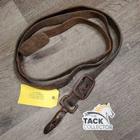 NOT FOR USE: Wide Flat Driving Rein? Leather Strap, Buckle, snap *fair, cracks, dry, dirt, slices, scraped, gouges, thin
