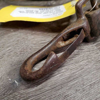 NOT FOR USE: Wide Flat Driving Rein? Leather Strap, Buckle, snap *fair, cracks, dry, dirt, slices, scraped, gouges, thin
