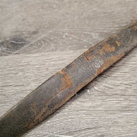 NOT FOR USE: Wide Flat Driving Rein? Leather Strap, Buckle, snap *fair, cracks, dry, dirt, slices, scraped, gouges, thin