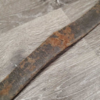 NOT FOR USE: Wide Flat Driving Rein? Leather Strap, Buckle, snap *fair, cracks, dry, dirt, slices, scraped, gouges, thin
