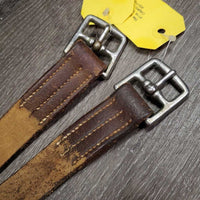 Thick Wide Stirrup Leathers *gc, older, clean, cracked, rubs, scrapes, stains, dents, xholes, UNSTITCHED