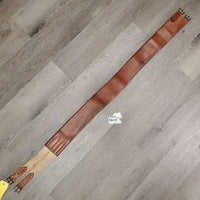 Vintage Trifold Leather Girth, 1x Els *gc, older, clean, hard/curled edge, dry, stains, v.long els, hand stitched ends, UNSTITCHED