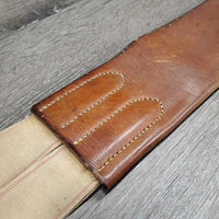 Vintage Trifold Leather Girth, 1x Els *gc, older, clean, hard/curled edge, dry, stains, v.long els, hand stitched ends, UNSTITCHED
