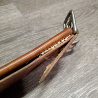 Vintage Trifold Leather Girth, 1x Els *gc, older, clean, hard/curled edge, dry, stains, v.long els, hand stitched ends, UNSTITCHED