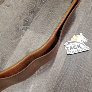 Vintage Trifold Leather Girth, 1x Els *gc, older, clean, hard/curled edge, dry, stains, v.long els, hand stitched ends, UNSTITCHED
