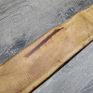 Vintage Trifold Leather Girth, 1x Els *gc, older, clean, hard/curled edge, dry, stains, v.long els, hand stitched ends, UNSTITCHED