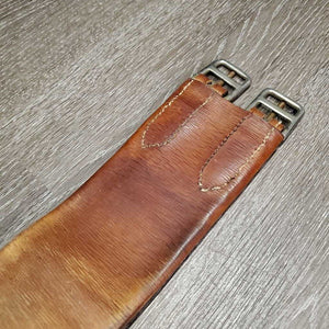 Vintage Trifold Leather Girth, 1x Els *gc, older, clean, hard/curled edge, dry, stains, v.long els, hand stitched ends, UNSTITCHED
