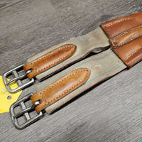 Leather Girth, 1x Elastic *gc, clean, older, scratches, stains, older, deep creases & hollow spots