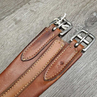 Leather Girth, 1x Elastic *gc, clean, older, scratches, stains, older, deep creases & hollow spots