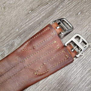 Leather Girth, 1x Elastic *gc, clean, older, scratches, stains, older, deep creases & hollow spots