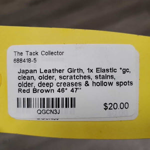 Leather Girth, 1x Elastic *gc, clean, older, scratches, stains, older, deep creases & hollow spots