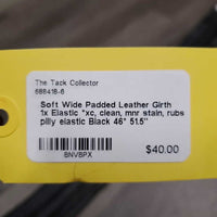 Soft Wide Padded Leather Girth 1x Elastic *xc, clean, mnr stain, rubs, pilly elastic
