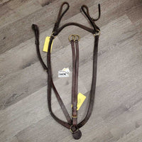 Thick Hvy Wide Braided Leather Breastplate, Running Martingale *gc, dirt, residue, oxidized, older, xholes, gunk, stiff, chips