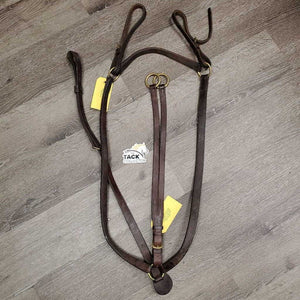 Thick Hvy Wide Braided Leather Breastplate, Running Martingale *gc, dirt, residue, oxidized, older, xholes, gunk, stiff, chips