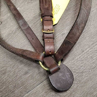 Thick Hvy Wide Braided Leather Breastplate, Running Martingale *gc, dirt, residue, oxidized, older, xholes, gunk, stiff, chips
