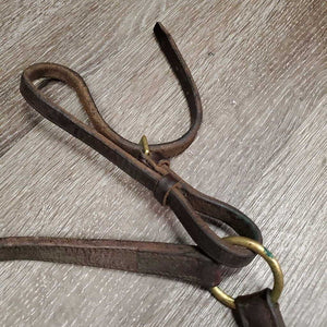 Thick Hvy Wide Braided Leather Breastplate, Running Martingale *gc, dirt, residue, oxidized, older, xholes, gunk, stiff, chips