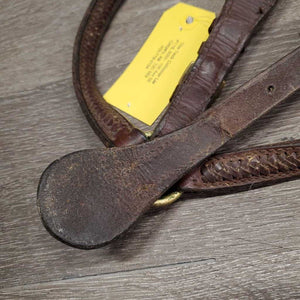 Thick Hvy Wide Braided Leather Breastplate, Running Martingale *gc, dirt, residue, oxidized, older, xholes, gunk, stiff, chips