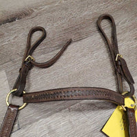Thick Hvy Wide Braided Leather Breastplate, Running Martingale *gc, dirt, residue, oxidized, older, xholes, gunk, stiff, chips
