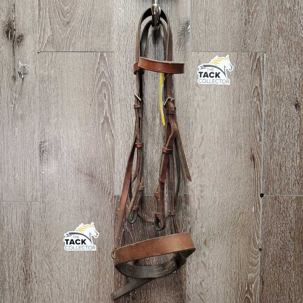 Flat Soft Leather Bridle *gc, older, mnr dirt, edge scrapes, fading, twist