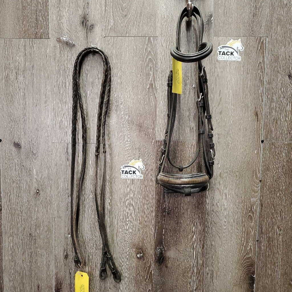 Rsd Bridle, Buckles, Braided Reins *gc, No Flash, clean, dirty seams, tight keepers, creases, dry, stiff, scrapes, faded, repaired reins