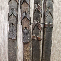 Rsd Bridle, Buckles, Braided Reins *gc, No Flash, clean, dirty seams, tight keepers, creases, dry, stiff, scrapes, faded, repaired reins
