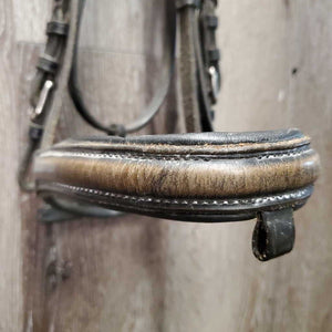 Rsd Bridle, Buckles, Braided Reins *gc, No Flash, clean, dirty seams, tight keepers, creases, dry, stiff, scrapes, faded, repaired reins