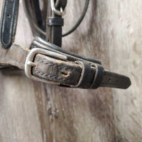 Rsd Bridle, Buckles, Braided Reins *gc, No Flash, clean, dirty seams, tight keepers, creases, dry, stiff, scrapes, faded, repaired reins
