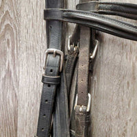 Rsd Bridle, Buckles, Braided Reins *gc, No Flash, clean, dirty seams, tight keepers, creases, dry, stiff, scrapes, faded, repaired reins