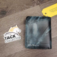 Folding Leather Coin Purse - Wallet, Zipper & Magnet *vgc/xc, mnr dirt?stain & rubs
