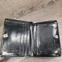 Folding Leather Coin Purse - Wallet, Zipper & Magnet *vgc/xc, mnr dirt?stain & rubs