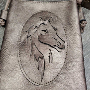 Soft Leather Shoulder Purse, Fine Leather Shoulder Strap, Horse Head *like new