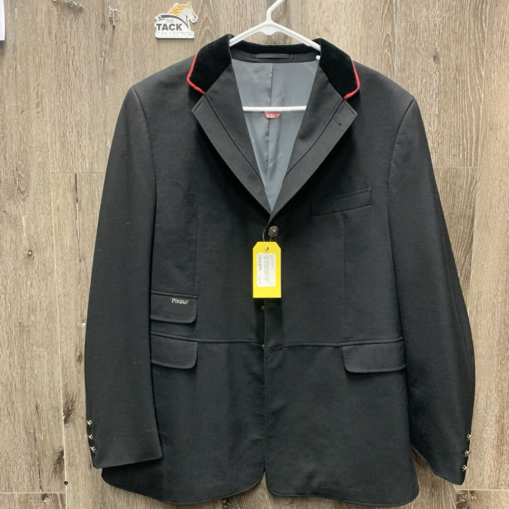 MENS Show Jacket, velvet collar *gc, older, faded, puckers, loose cuffs