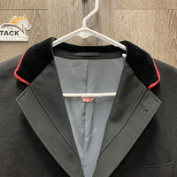 MENS Show Jacket, velvet collar *gc, older, faded, puckers, loose cuffs