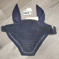 Crochet Ear Bonnet, 2x bling, 1x piping *vgc/gc, mnr hair, dirt, stains & faded
