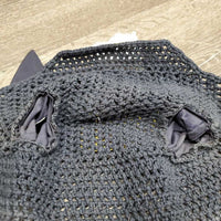 Crochet Ear Bonnet, 2x bling, 1x piping *vgc/gc, mnr hair, dirt, stains & faded