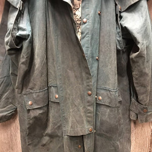 Full Length Oil Slicker, detach hood *gc, dirt, residue, stains, older, smells, discolored