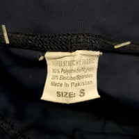 Unlined Sticky Full Seat Riding Tight Breeches, Pull On, 2 Thigh Pockets *gc/fair, UNSTITCHED leg, threads. cracking logos, seam rubs/frays

