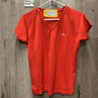 SS V Neck T Shirt *gc, snags, runs, shrunk?puckered logo
