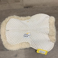 Quilt Sheepskin Half Pad *fair, stiff, crunchy, clumpy, puckered, cut tabs, rubbed
