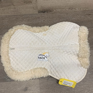 Quilt Sheepskin Half Pad *fair, stiff, crunchy, clumpy, puckered, cut tabs, rubbed