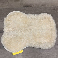 Quilt Sheepskin Half Pad *fair, stiff, crunchy, clumpy, puckered, cut tabs, rubbed
