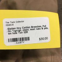 Hvy Cotton Breeches, Pull On *vgc/gc, clean, seat rubs & pills, sm hole