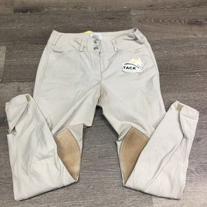 EuroSeat Breeches, Leather Knees *gc/fair, seam pulls, stained seat & legs, seam puckers, stains, torn leg