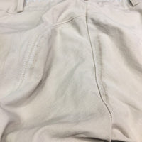 EuroSeat Breeches, Leather Knees *gc/fair, seam pulls, stained seat & legs, seam puckers, stains, torn leg