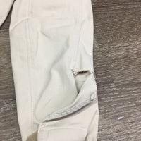 EuroSeat Breeches, Leather Knees *gc/fair, seam pulls, stained seat & legs, seam puckers, stains, torn leg
