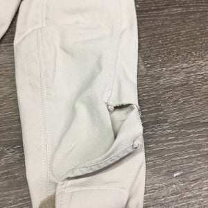 EuroSeat Breeches, Leather Knees *gc/fair, seam pulls, stained seat & legs, seam puckers, stains, torn leg