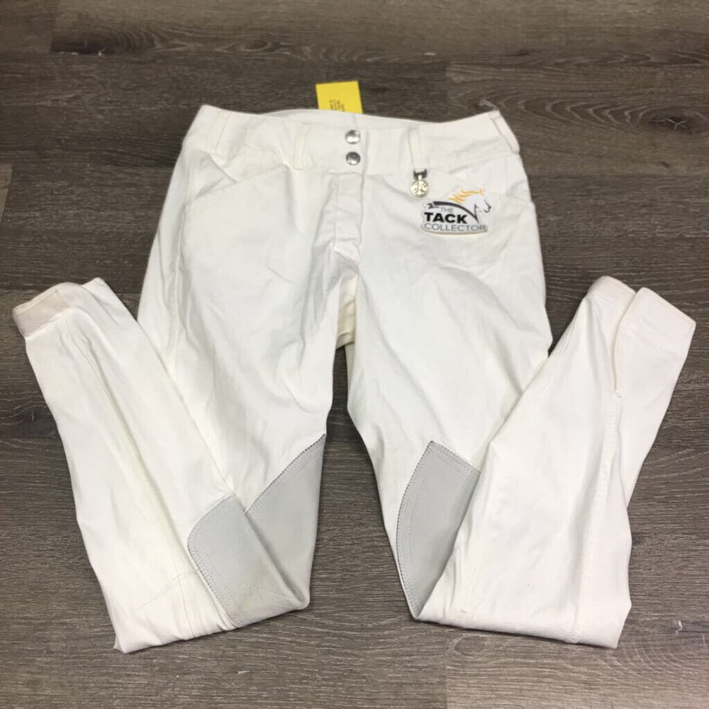 EuroSeat Breeches, Leather Knees *gc, mnr stains, seam puckers, loose threads, v.mnr frayed edge