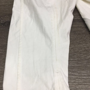 EuroSeat Breeches, Leather Knees *gc, mnr stains, seam puckers, loose threads, v.mnr frayed edge