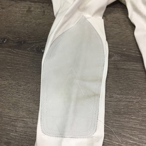 EuroSeat Breeches, Leather Knees *gc, mnr stains, seam puckers, loose threads, v.mnr frayed edge